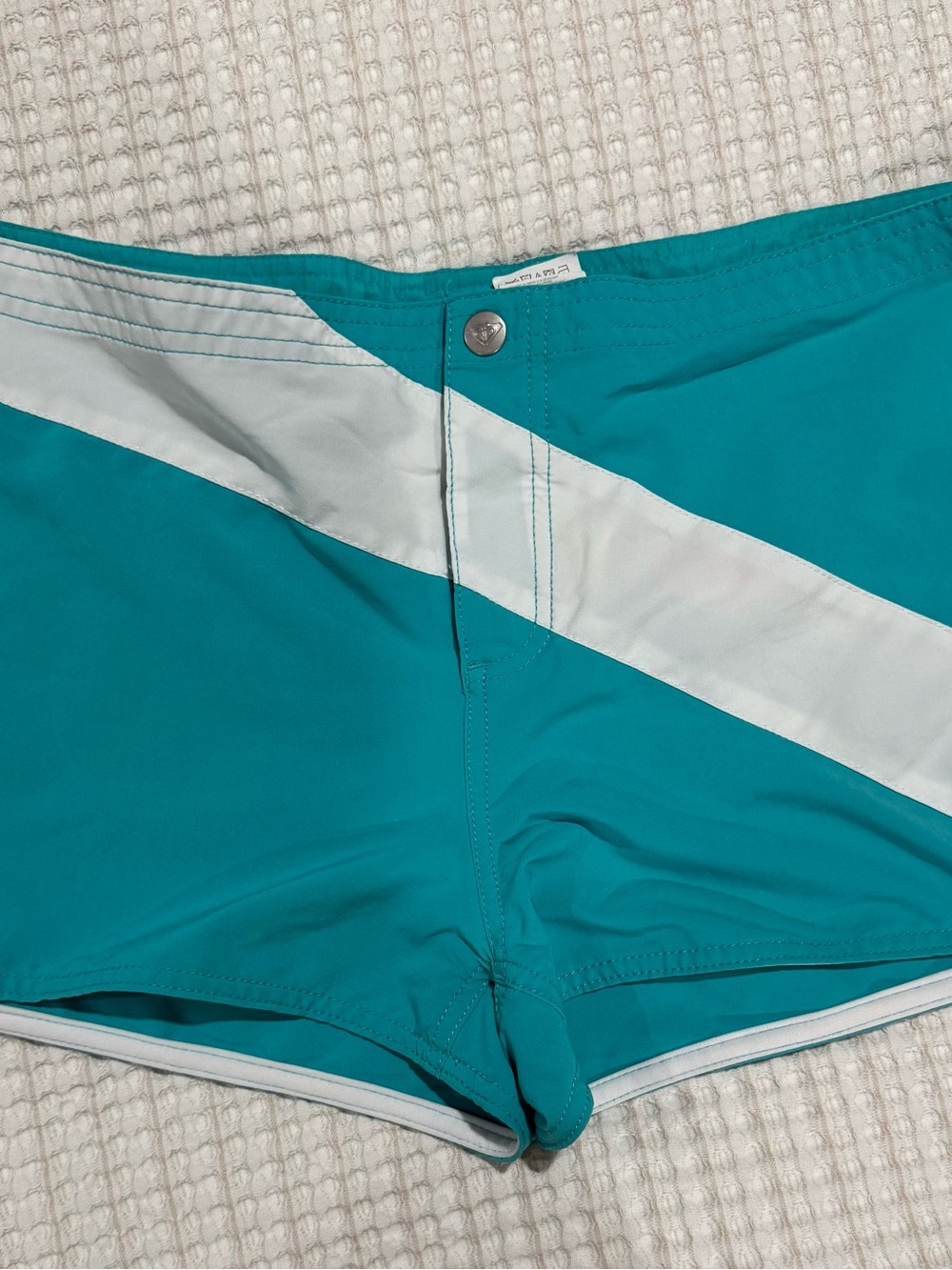 Roxy Teal Swim Trunks with White Details